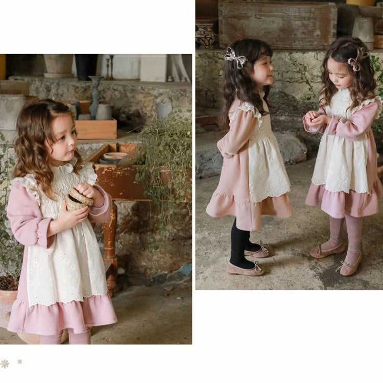 Girls Princess Cute Fake Two Plush Dresses