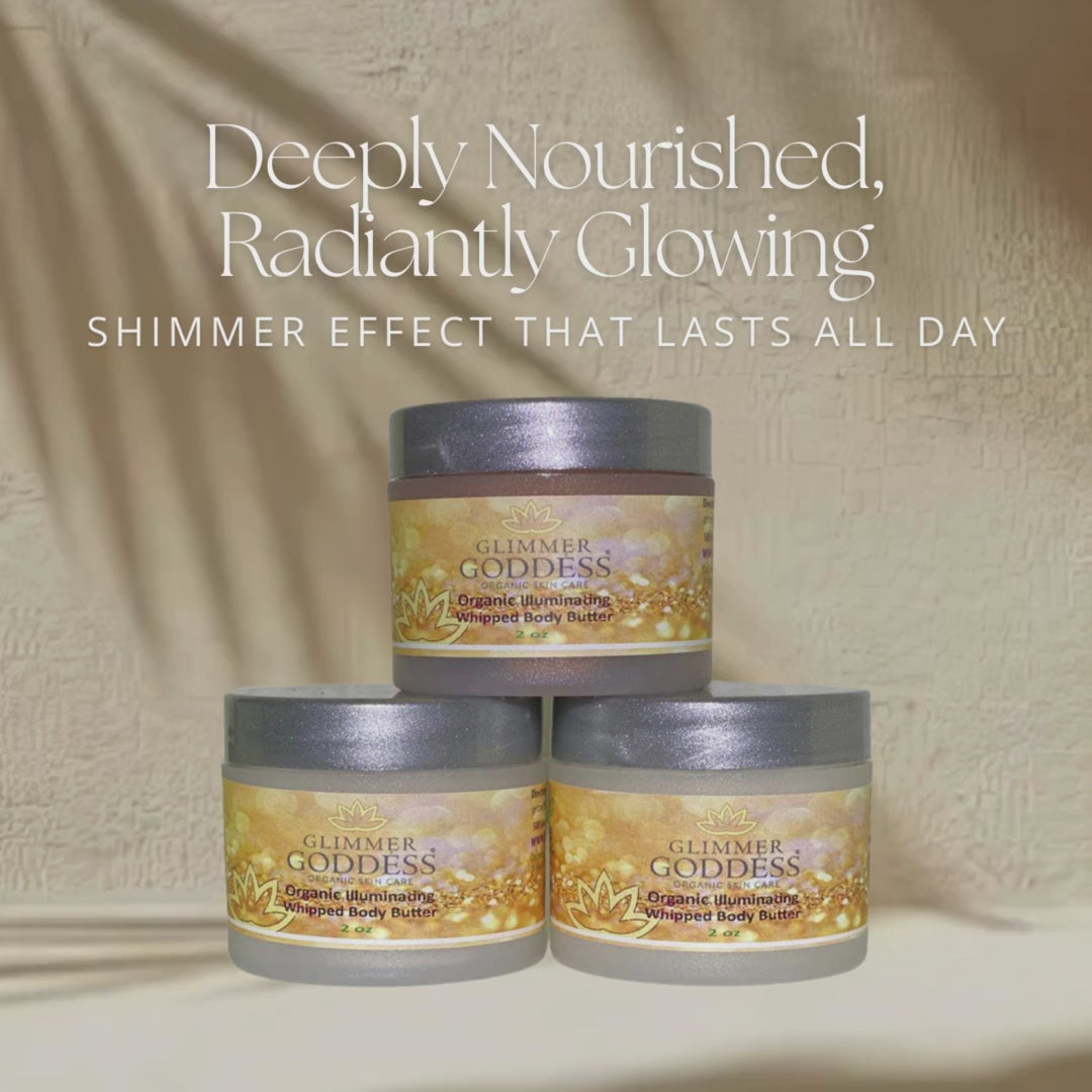 Organic Shimmering Body Butter Trio – 3 x 2 oz Travel Set in Bronze, Gold, Diamond & Rose Gold