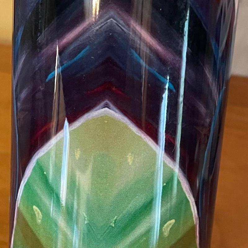 Stainless steel water bottle from hand painted artwork. The strength tree