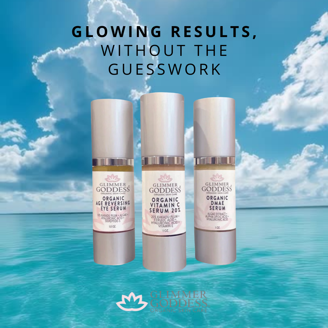 Organic Anti-Aging Trio – Vitamin C Serum, DMAE Firming Serum & Age Reversing Eye Serum Bundle