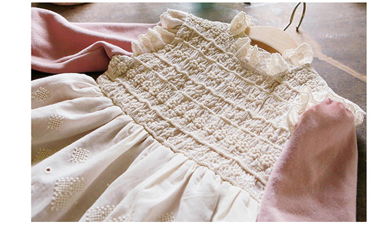 Girls Princess Cute Fake Two Plush Dresses