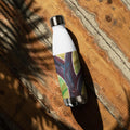 Stainless steel water bottle from hand painted artwork. The strength tree