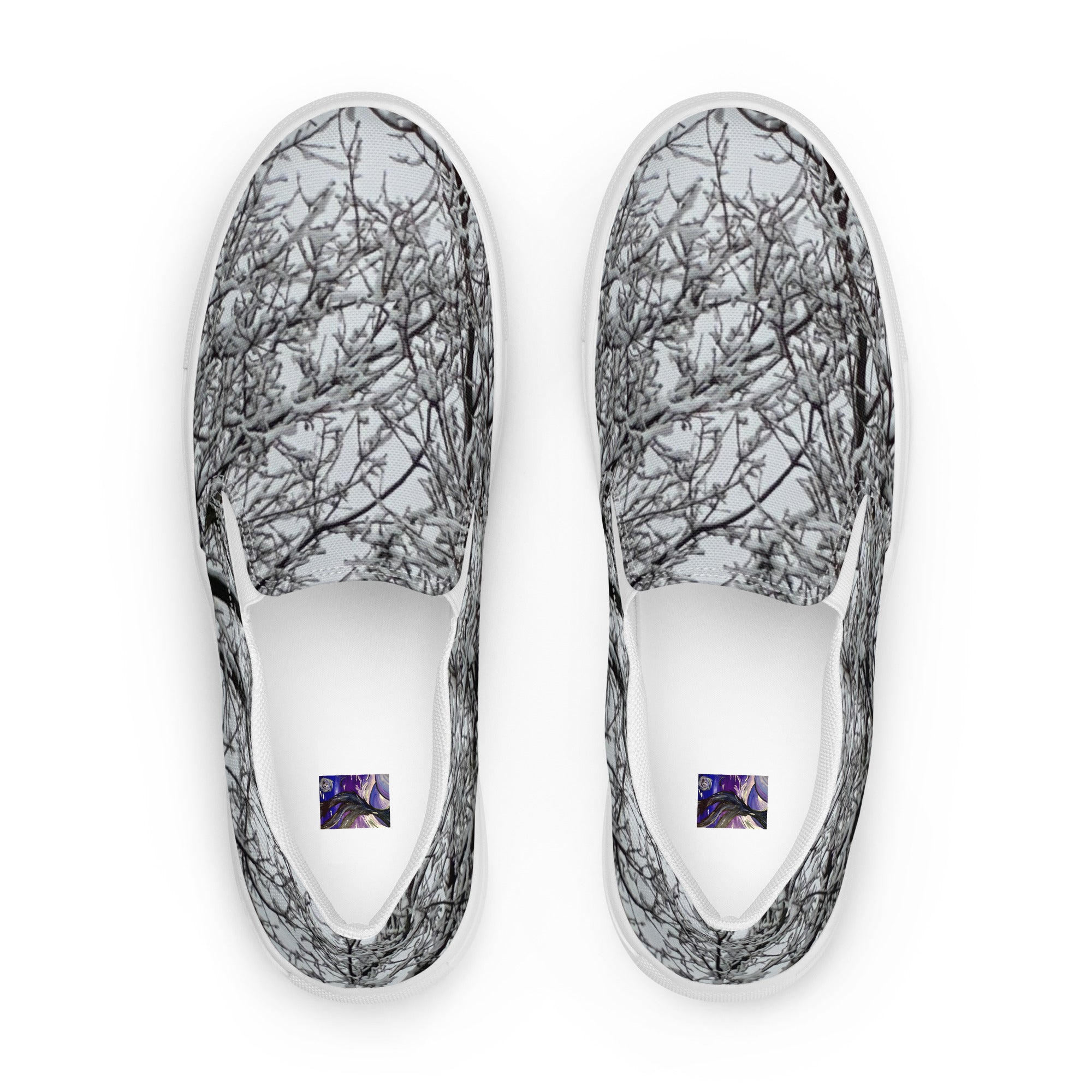 Men’s slip-on canvas shoes Black and white tree