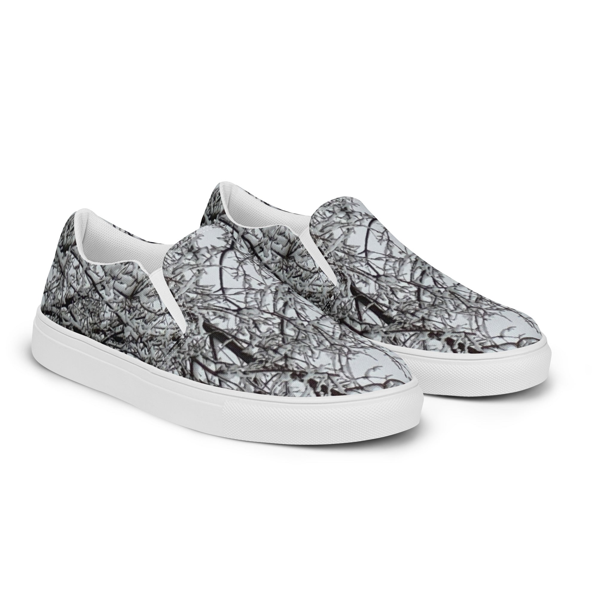 Men’s slip-on canvas shoes Black and white tree