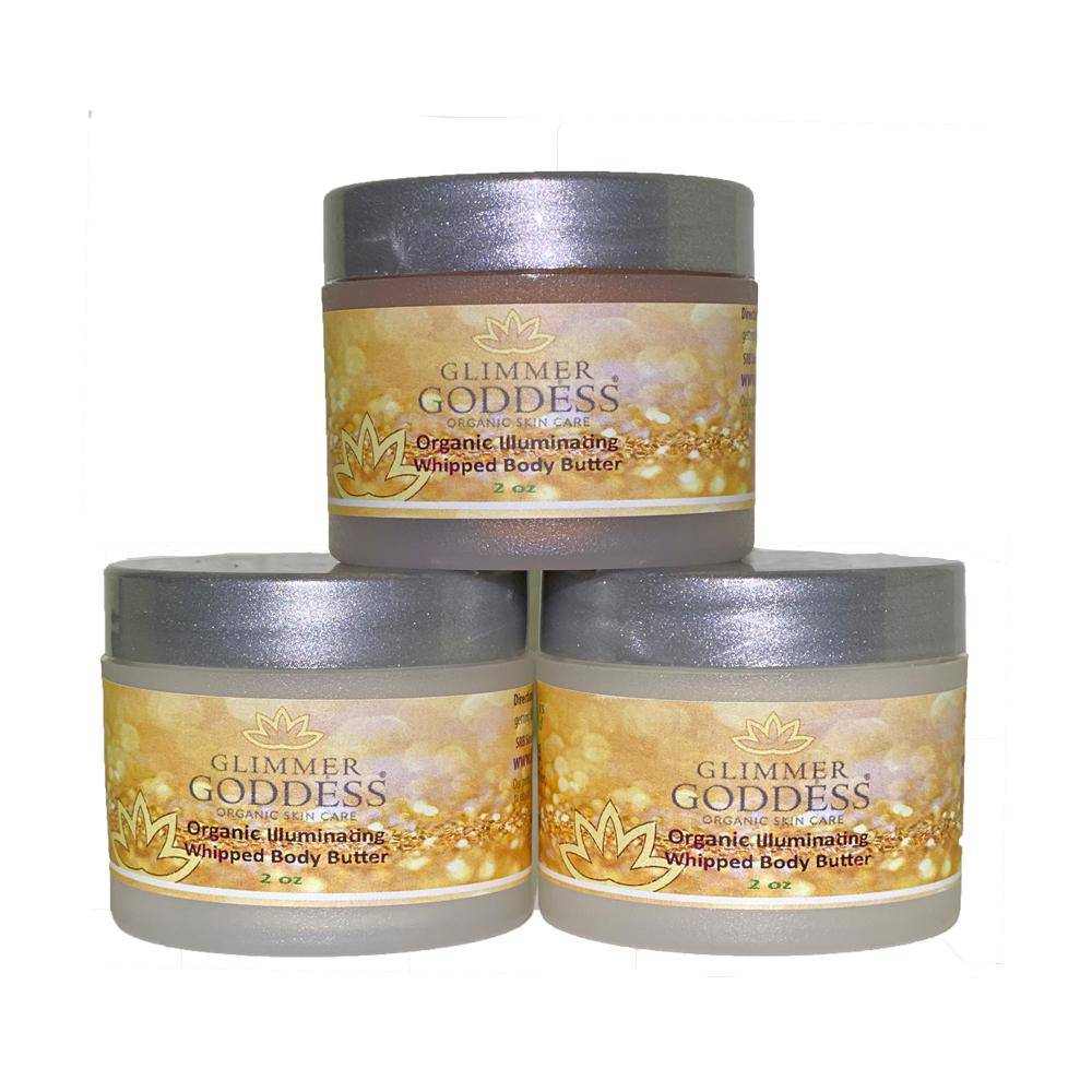 Organic Shimmering Body Butter Trio – 3 x 2 oz Travel Set in Bronze, Gold, Diamond & Rose Gold